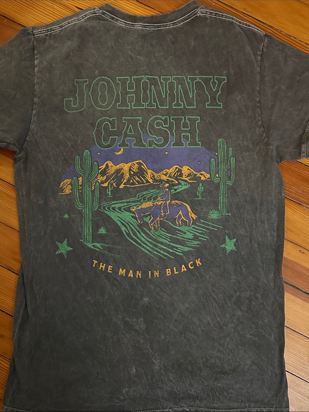 Johnny Cash Acid Wash Desert Graphic Tee - THE MAN IN BLACK
